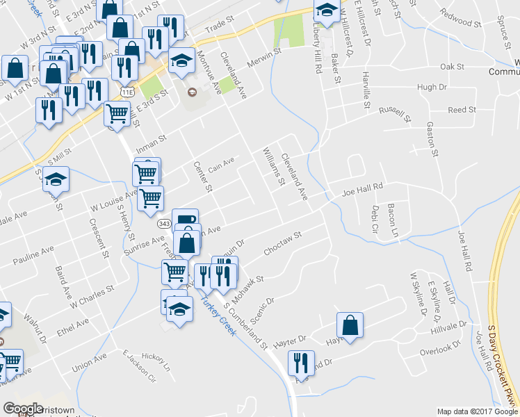 map of restaurants, bars, coffee shops, grocery stores, and more near 609 Brown Avenue in Morristown