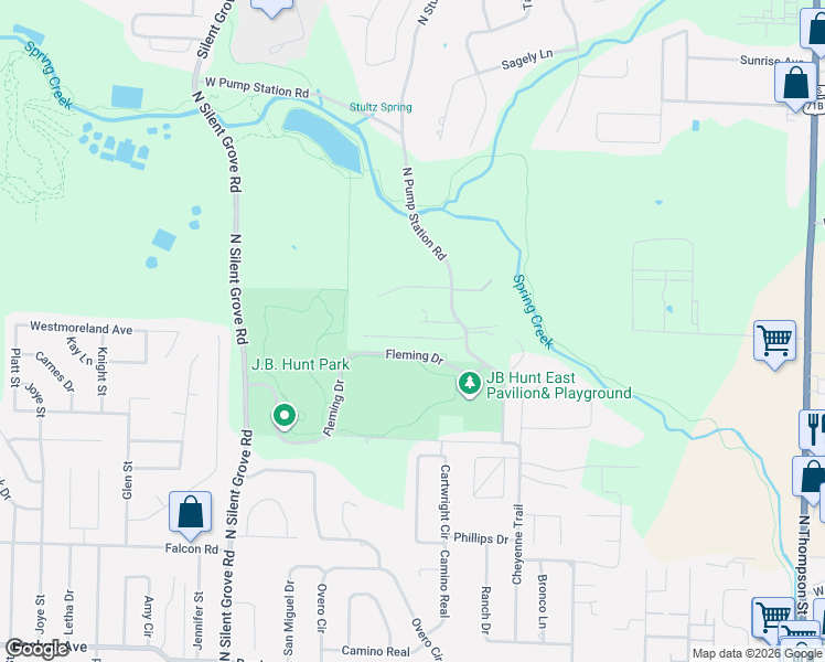 map of restaurants, bars, coffee shops, grocery stores, and more near 2186 Tall Tree Lane in Springdale