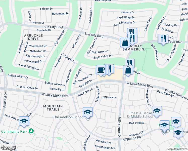 map of restaurants, bars, coffee shops, grocery stores, and more near 9617 Buckhorn Drive in Las Vegas