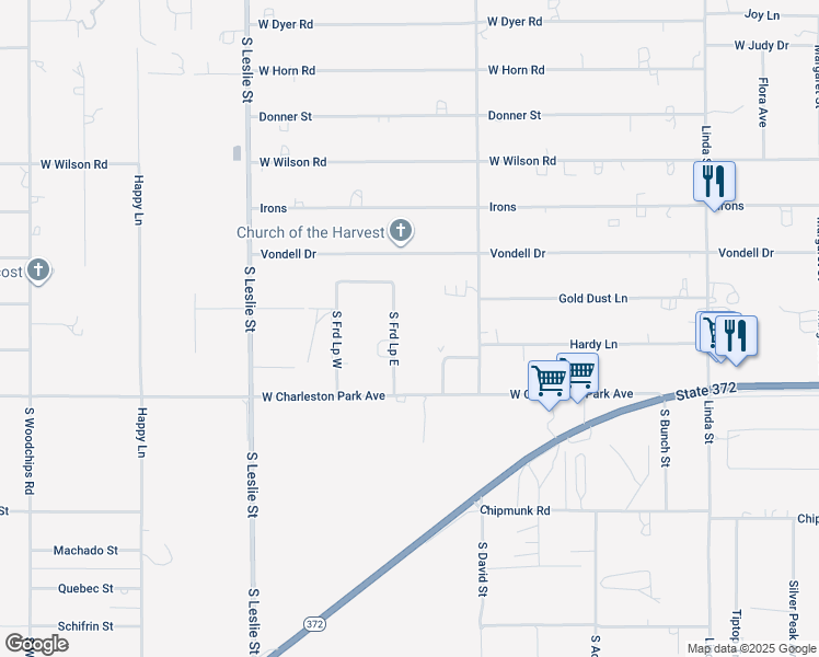 map of restaurants, bars, coffee shops, grocery stores, and more near 861 South Ford Loop East in Pahrump