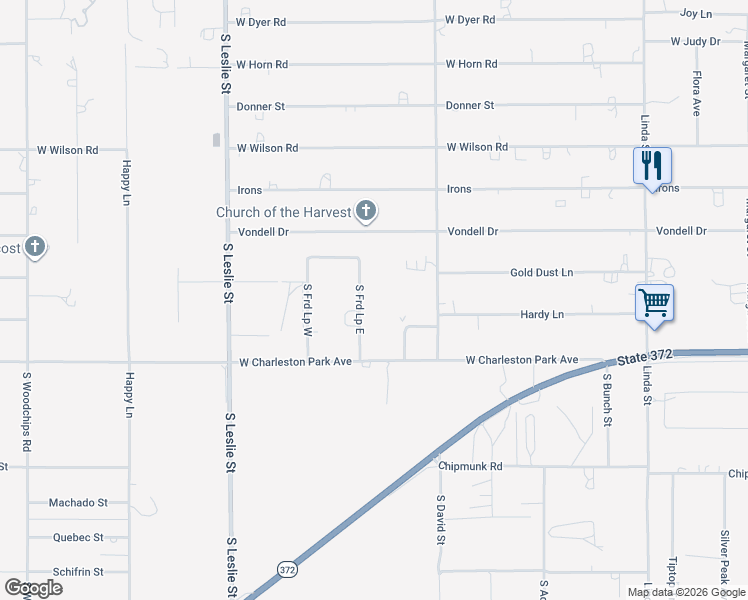 map of restaurants, bars, coffee shops, grocery stores, and more near 831 Ford Loop Road in Pahrump