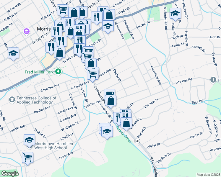 map of restaurants, bars, coffee shops, grocery stores, and more near 208 Montrose Avenue in Morristown