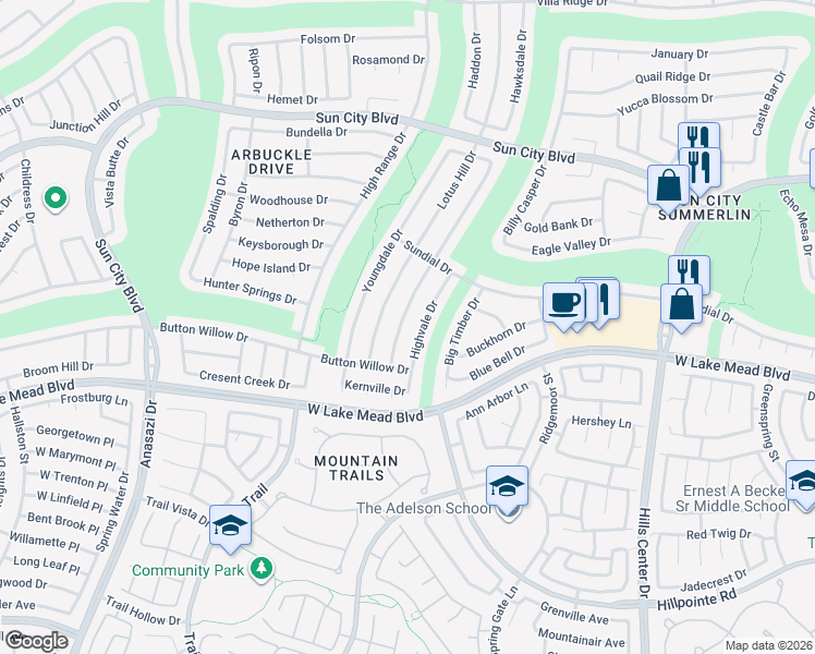 map of restaurants, bars, coffee shops, grocery stores, and more near 2548 Tumble Brook Drive in Las Vegas