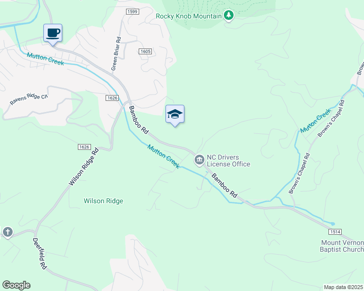 map of restaurants, bars, coffee shops, grocery stores, and more near 4618 Bamboo Road in Boone