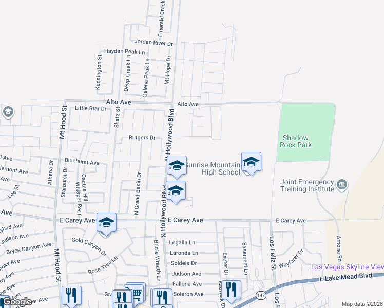 map of restaurants, bars, coffee shops, grocery stores, and more near 6696 Merced Lake Drive in Las Vegas