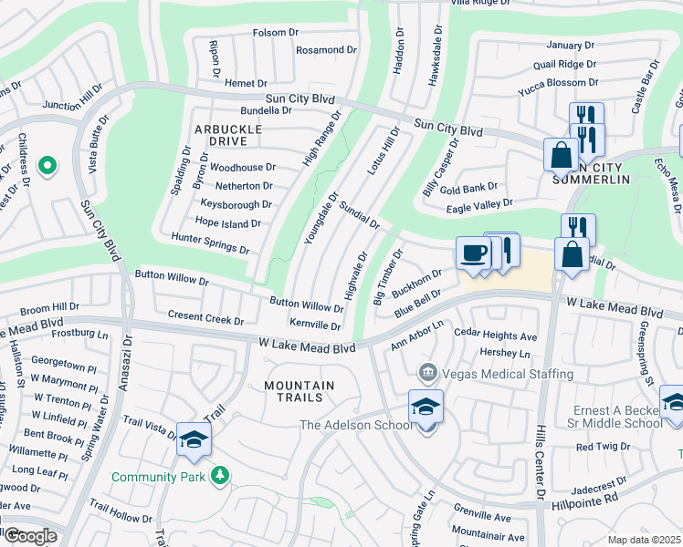map of restaurants, bars, coffee shops, grocery stores, and more near 2548 Tumble Brook Drive in Las Vegas