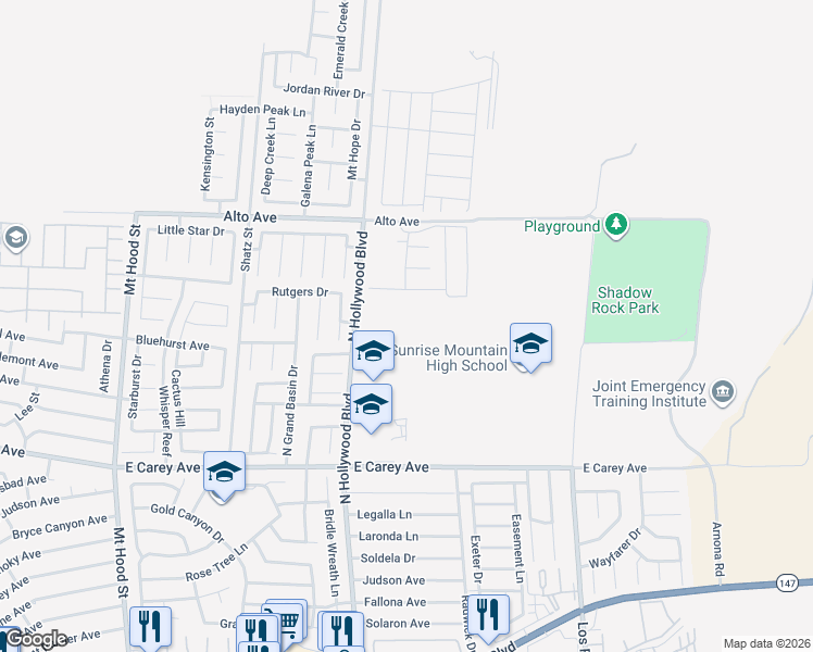 map of restaurants, bars, coffee shops, grocery stores, and more near 6760 Violet Cascade Avenue in Las Vegas