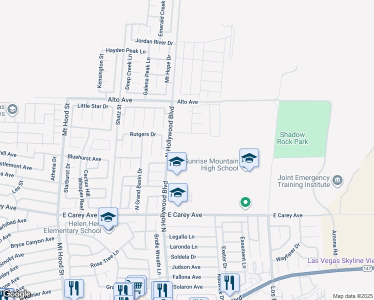 map of restaurants, bars, coffee shops, grocery stores, and more near 6742 Violet Cascade Avenue in Las Vegas