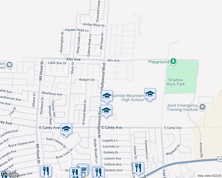 map of restaurants, bars, coffee shops, grocery stores, and more near 6730 Violet Cascade Avenue in Las Vegas