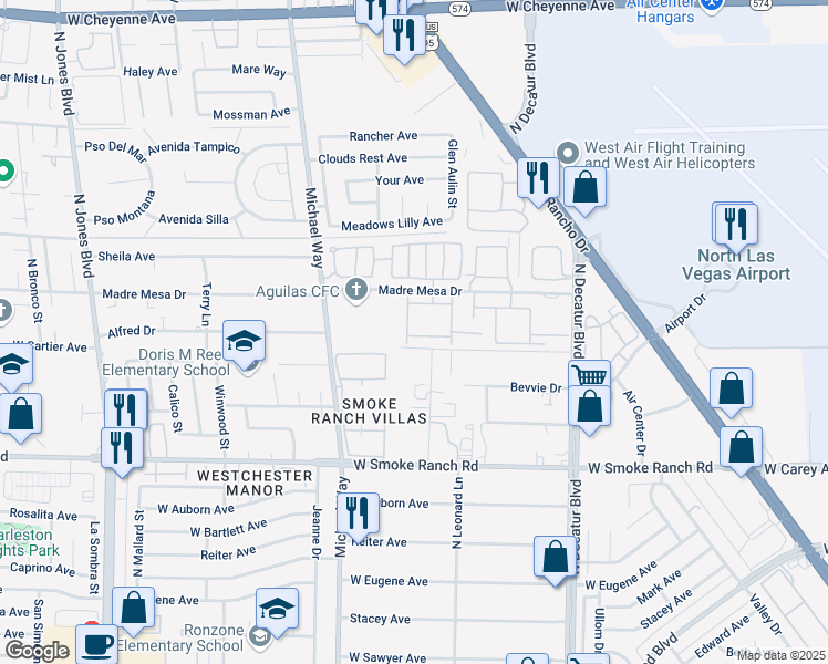 map of restaurants, bars, coffee shops, grocery stores, and more near 2612 La Mata Street in Las Vegas