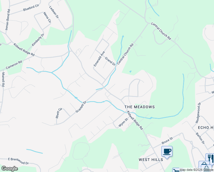 map of restaurants, bars, coffee shops, grocery stores, and more near 3962 Marty Drive in Morristown
