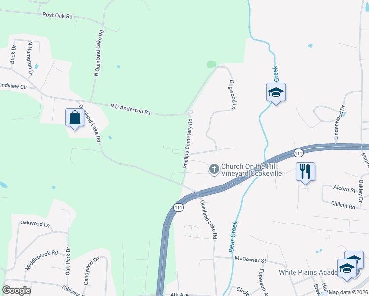 map of restaurants, bars, coffee shops, grocery stores, and more near 238 Cypress Ridge in Cookeville