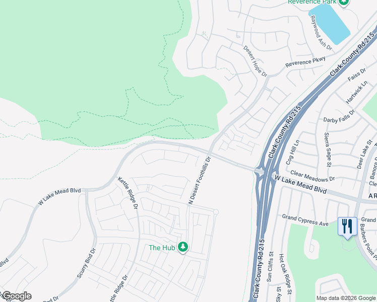 map of restaurants, bars, coffee shops, grocery stores, and more near Reverence Parkway in Las Vegas