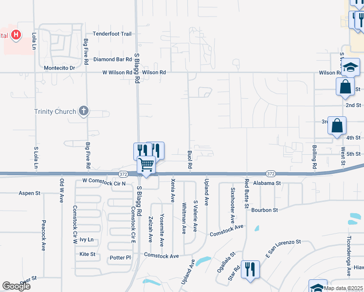 map of restaurants, bars, coffee shops, grocery stores, and more near 870 Buol Road in Pahrump
