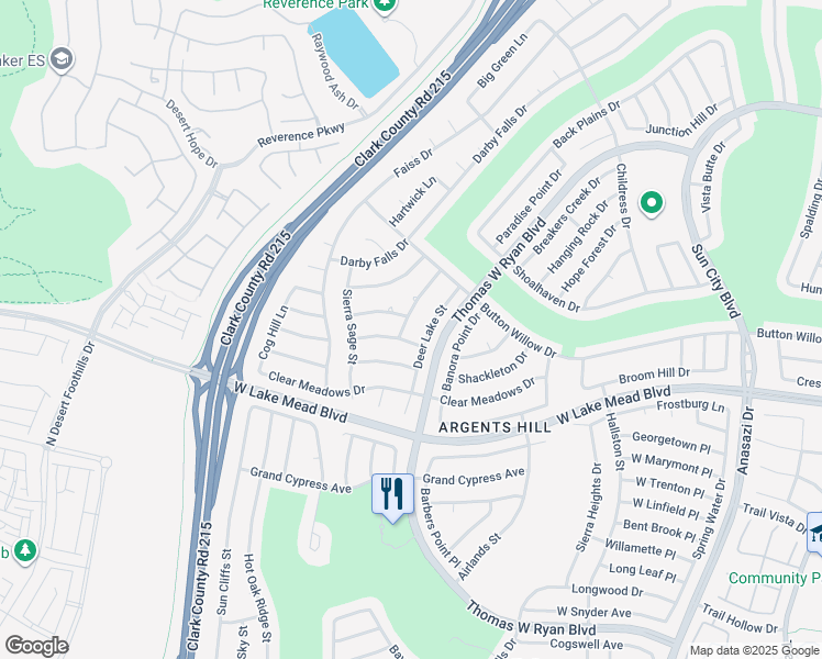 map of restaurants, bars, coffee shops, grocery stores, and more near 2524 Settlers Bay Lane in Las Vegas