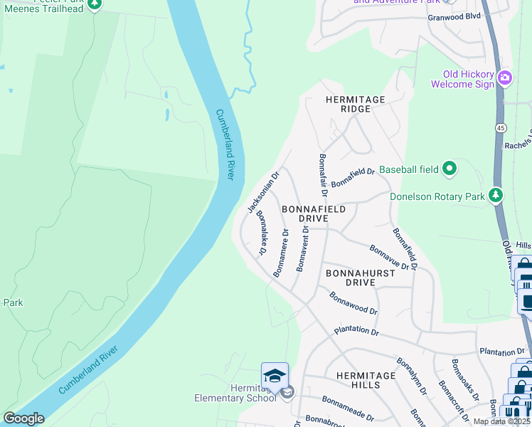 map of restaurants, bars, coffee shops, grocery stores, and more near 7020 Bonnalake Drive in Nashville