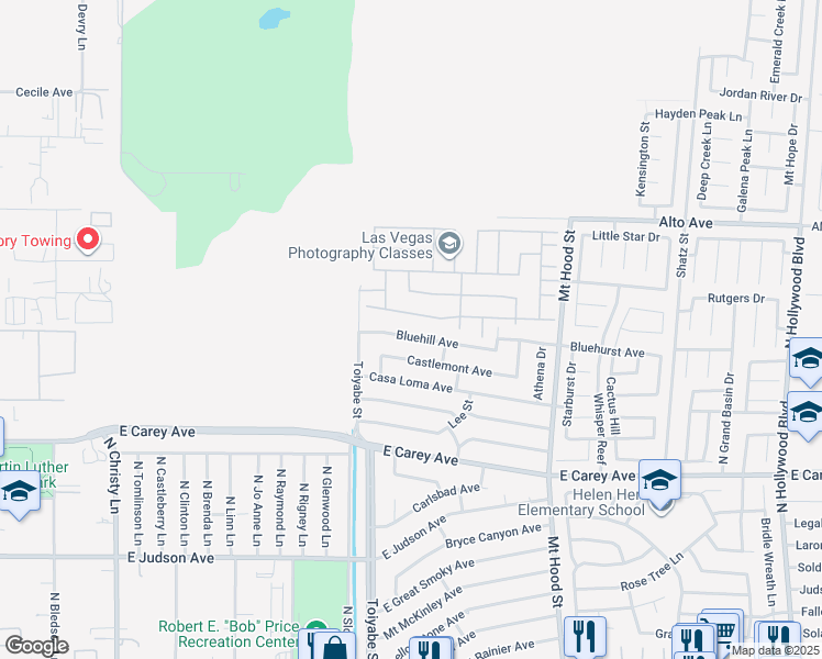 map of restaurants, bars, coffee shops, grocery stores, and more near 6024 Bluehill Avenue in Las Vegas