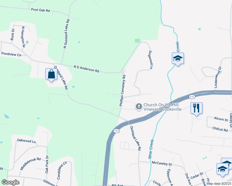 map of restaurants, bars, coffee shops, grocery stores, and more near 238 Cypress Ridge in Cookeville
