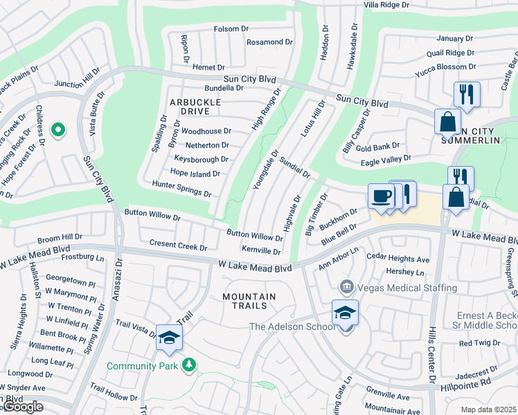map of restaurants, bars, coffee shops, grocery stores, and more near 2544 Lotus Hill Drive in Las Vegas