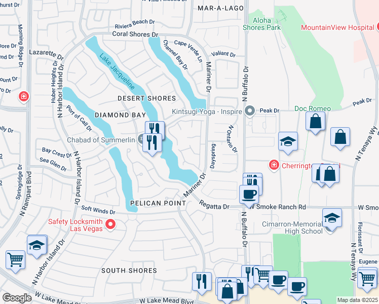 map of restaurants, bars, coffee shops, grocery stores, and more near 7837 Sea Rock in Las Vegas