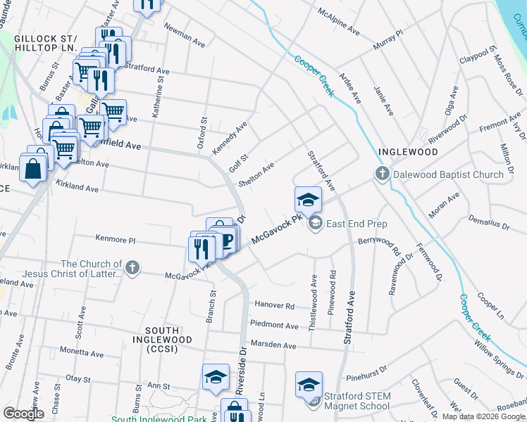 map of restaurants, bars, coffee shops, grocery stores, and more near 2316 Hidden Terrace Court in Nashville