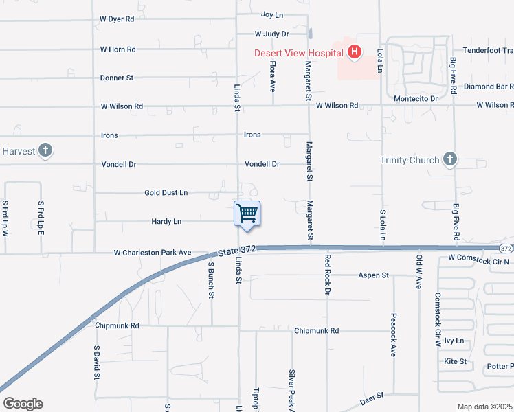map of restaurants, bars, coffee shops, grocery stores, and more near 867 Linda Street in Pahrump