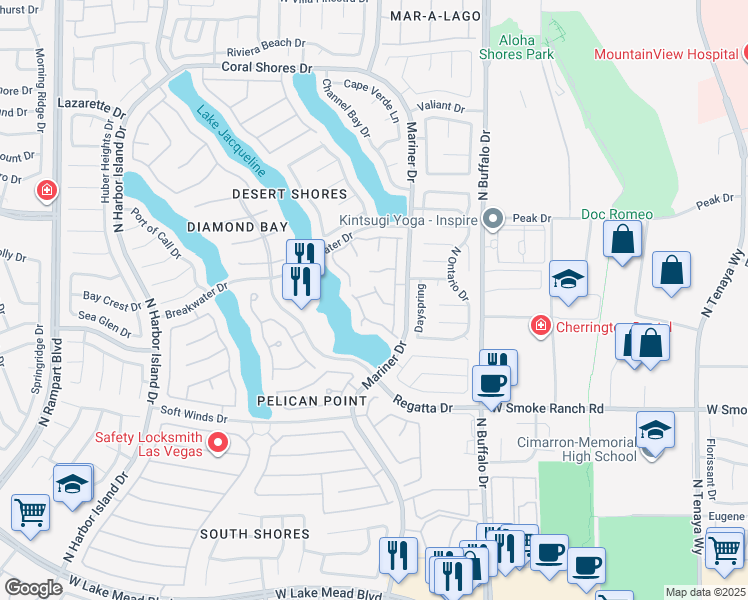 map of restaurants, bars, coffee shops, grocery stores, and more near 7837 Sea Rock in Las Vegas