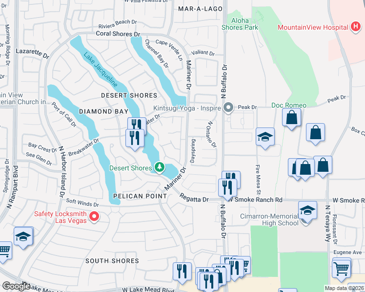map of restaurants, bars, coffee shops, grocery stores, and more near 7817 Sea Rock in Las Vegas