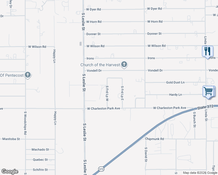 map of restaurants, bars, coffee shops, grocery stores, and more near 831 Ford Loop Road in Pahrump