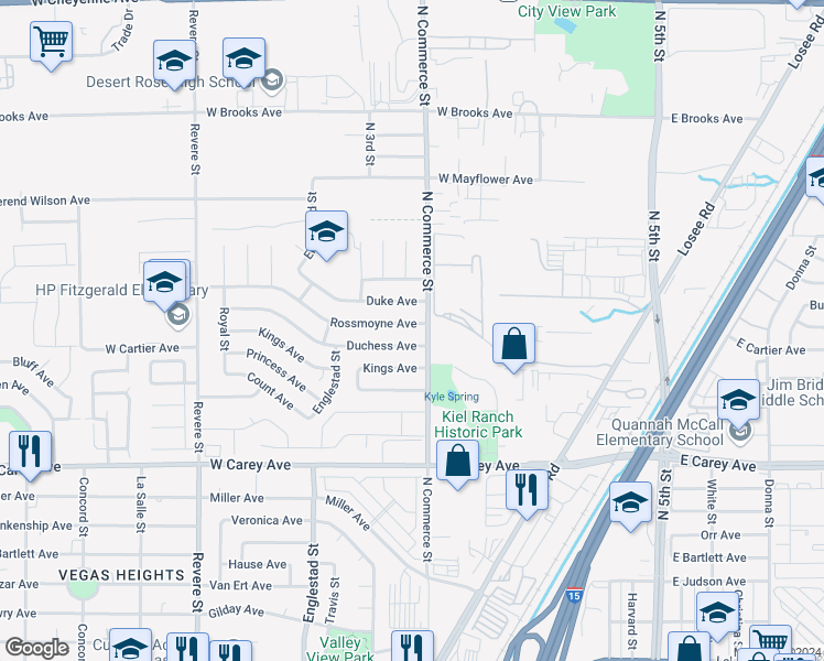map of restaurants, bars, coffee shops, grocery stores, and more near 309 Rossmoyne Avenue in North Las Vegas