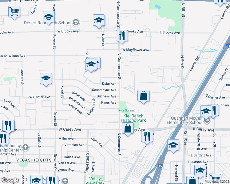 map of restaurants, bars, coffee shops, grocery stores, and more near 309 Rossmoyne Avenue in North Las Vegas