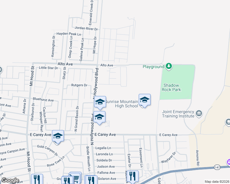 map of restaurants, bars, coffee shops, grocery stores, and more near 6793 Magnolia River Avenue in Las Vegas