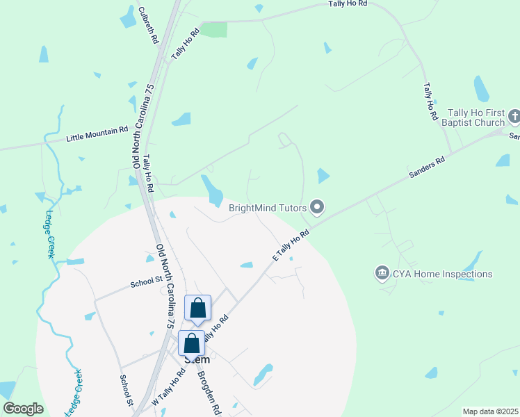 map of restaurants, bars, coffee shops, grocery stores, and more near 122 Carriage Hill Drive in Stem