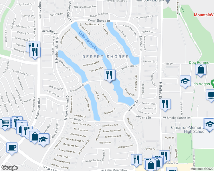 map of restaurants, bars, coffee shops, grocery stores, and more near 2524 Monarch B in Las Vegas