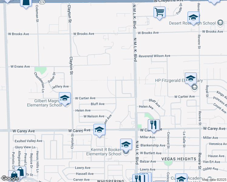 map of restaurants, bars, coffee shops, grocery stores, and more near in North Las Vegas