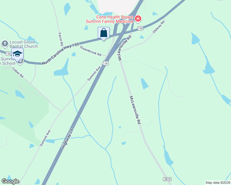 map of restaurants, bars, coffee shops, grocery stores, and more near 7063 Mc Leansville Road in Browns Summit