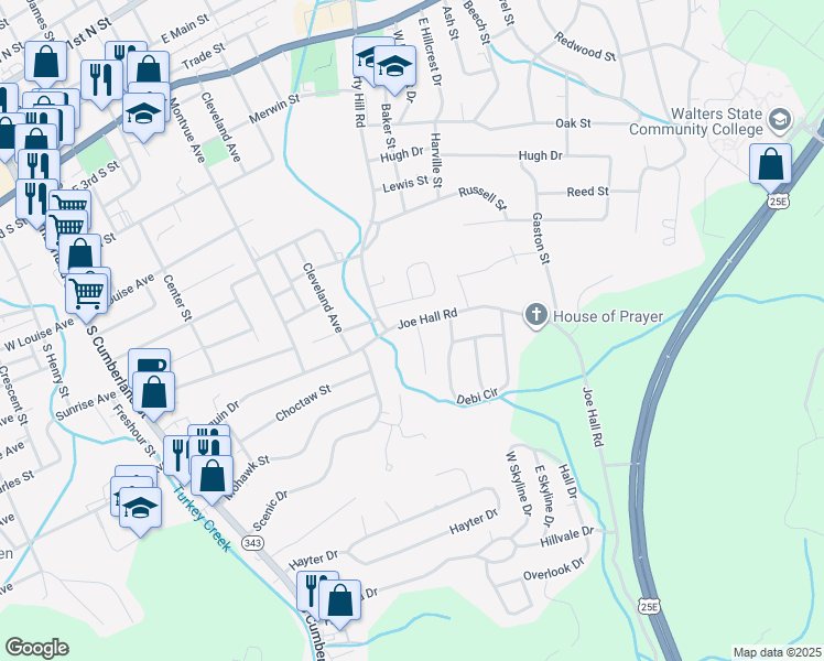 map of restaurants, bars, coffee shops, grocery stores, and more near 1209 Christopher Lane in Morristown