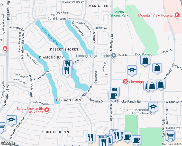 map of restaurants, bars, coffee shops, grocery stores, and more near 2544 Golden Sands Drive in Las Vegas