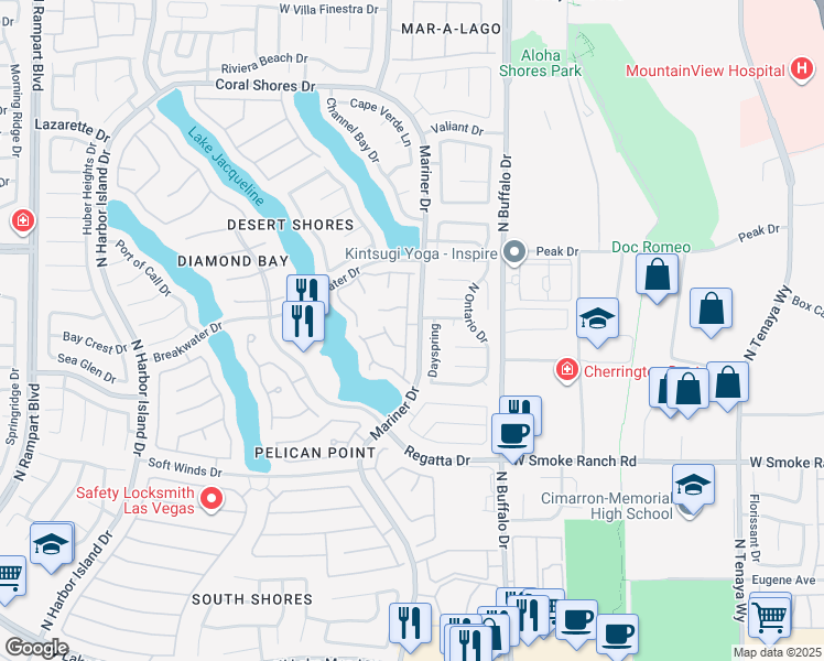 map of restaurants, bars, coffee shops, grocery stores, and more near 2544 Golden Sands Drive in Las Vegas