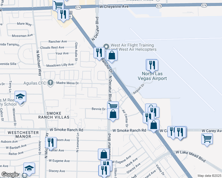 map of restaurants, bars, coffee shops, grocery stores, and more near 2600 North Decatur Boulevard in Las Vegas
