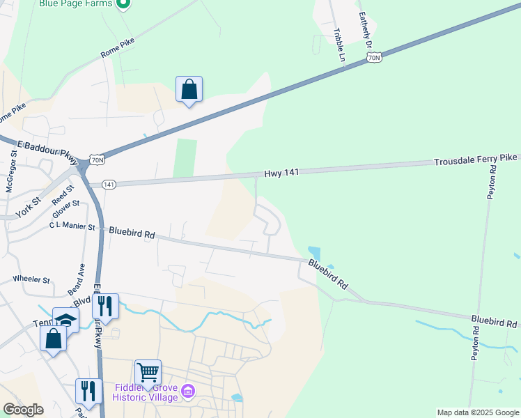 map of restaurants, bars, coffee shops, grocery stores, and more near 908 Spring Hill Circle in Lebanon