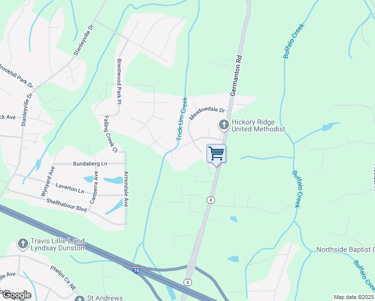 map of restaurants, bars, coffee shops, grocery stores, and more near 1460 Pebblebrook Road in Winston-Salem