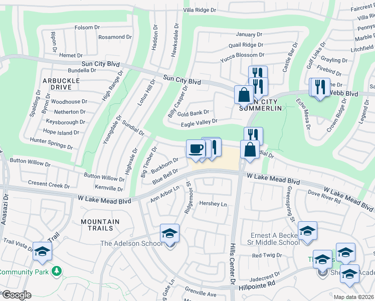map of restaurants, bars, coffee shops, grocery stores, and more near 9605 Sundial Drive in Las Vegas