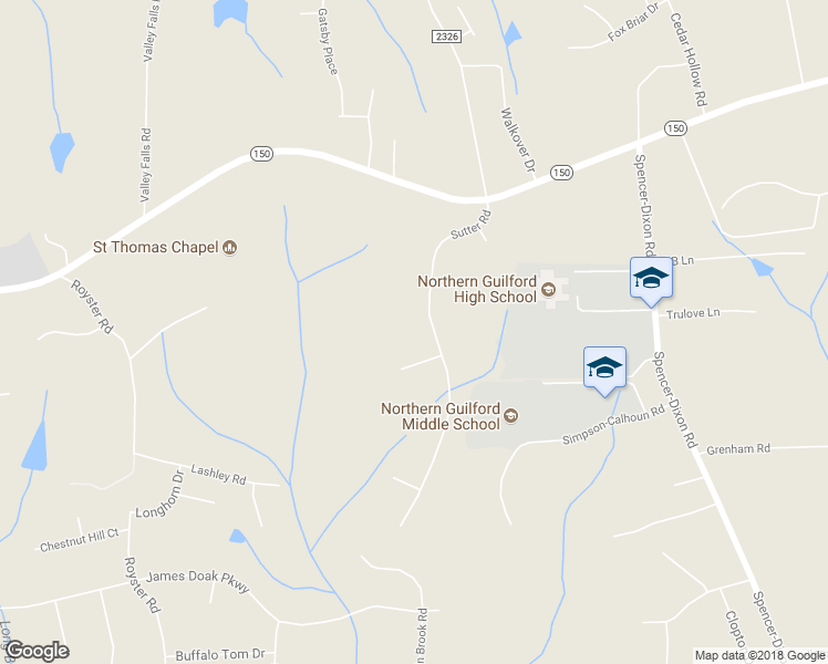 map of restaurants, bars, coffee shops, grocery stores, and more near 7751 Sutter Road in Greensboro
