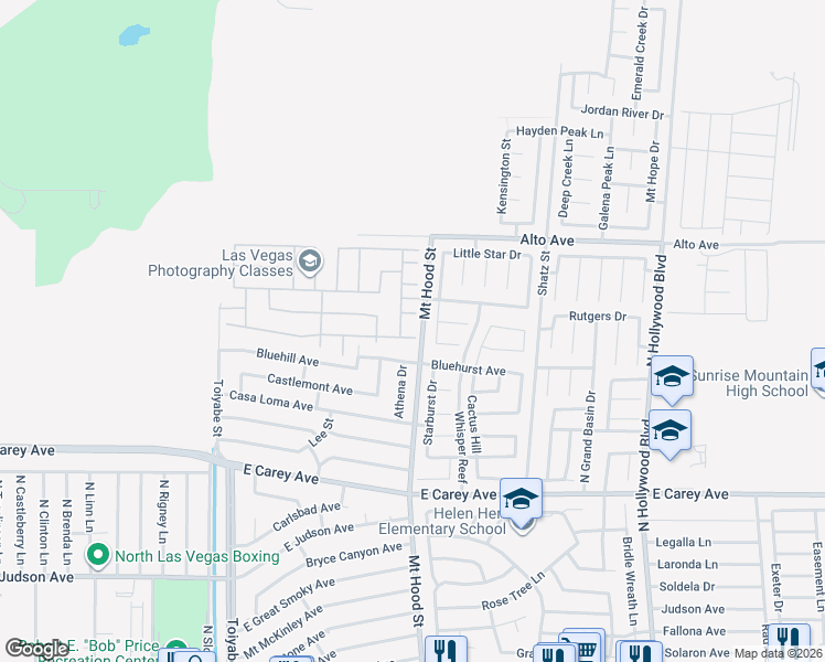 map of restaurants, bars, coffee shops, grocery stores, and more near 6236 Bluehurst Avenue in Las Vegas