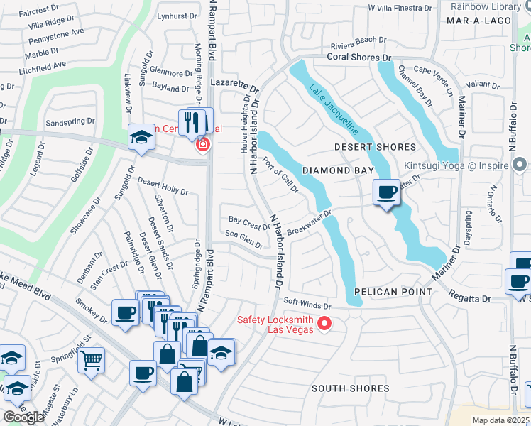 map of restaurants, bars, coffee shops, grocery stores, and more near 2616 Huber Heights Drive in Las Vegas