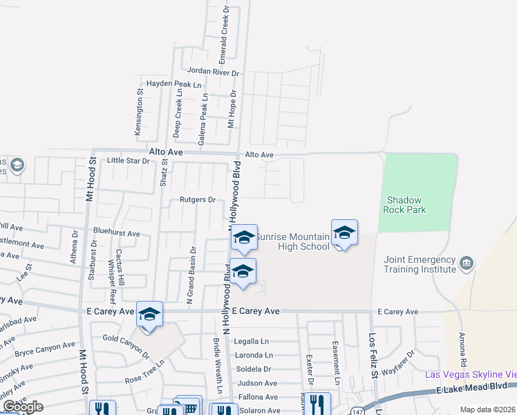 map of restaurants, bars, coffee shops, grocery stores, and more near 6696 Merced Lake Drive in Las Vegas