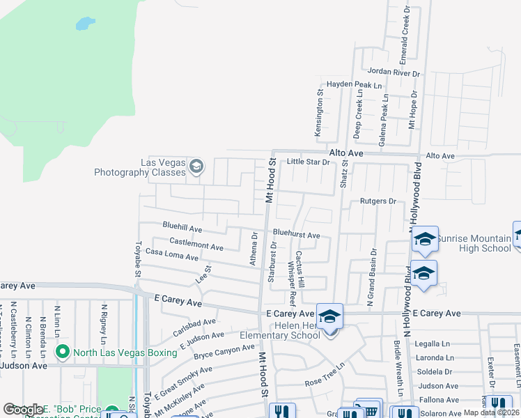 map of restaurants, bars, coffee shops, grocery stores, and more near 6236 Bluehurst Avenue in Las Vegas