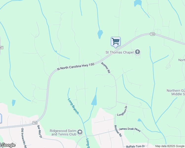 map of restaurants, bars, coffee shops, grocery stores, and more near 712 Stoneway Court in Greensboro