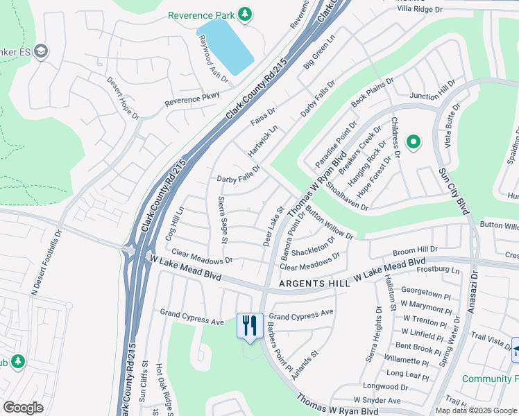 map of restaurants, bars, coffee shops, grocery stores, and more near 2601 Settlers Bay Lane in Las Vegas